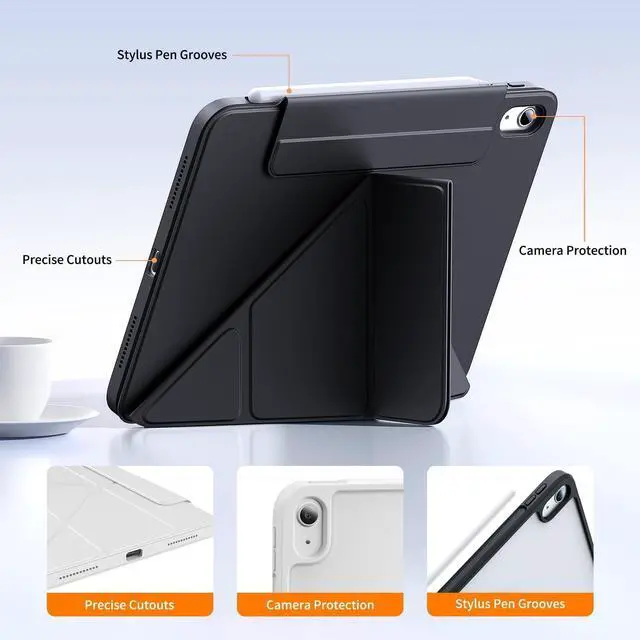 Alt view image 5 of 5 - New Magnetic Rotating Detachable iPad Case for 11th Generation 11 Inch (2025) & 10th Gen 10.9" (2022), Adjustable Smart Stand (Portrait/Landscape/Raised), with Pencil Holder, Auto Wake/Sleep - Black