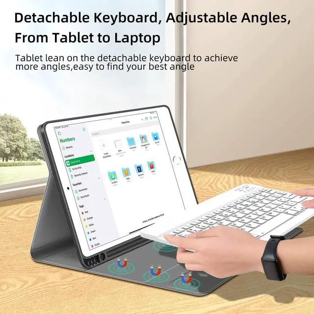 Alt view image 2 of 5 - JUQITECH Keyboard Case for iPad 9th 8th 7th Generation 10.2" Wireless Bluetooth Magnetic Detachable Keyboard iPad 9th/8th/7th Gen 2021/2020/2019 Stand Tablet Cover Case Built-in Pencil Holder, Green