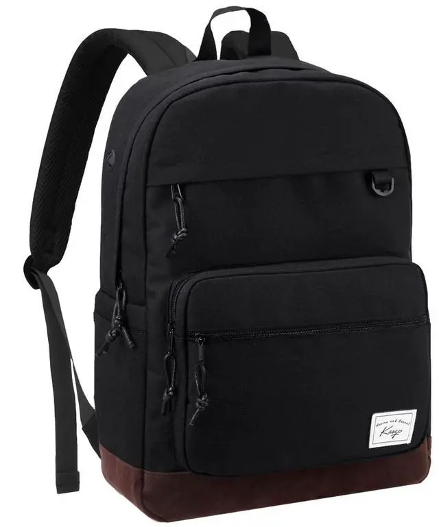 Main image of Kasqo Backpack for Men, Vintage School Backpack Bookbag for College Unisex Laptop Backpack Daypack for Work/Travel Black