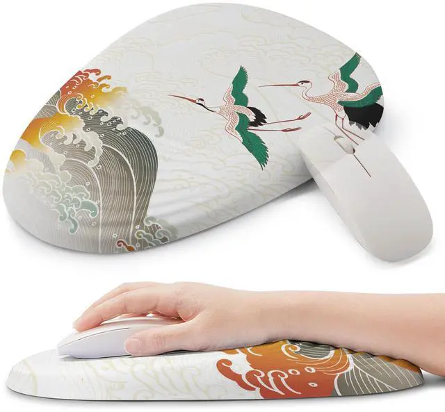 Main image of ORIENWEEDA Ergonomic Mouse Pad with Wrist Support, Comfortable Entire Memory Foam, Wrist Pain Relief and Anti-Slip PU Base, Mousepad for Various Computers, Laptop PC (12x8x1.2inch, Japanese Wave)