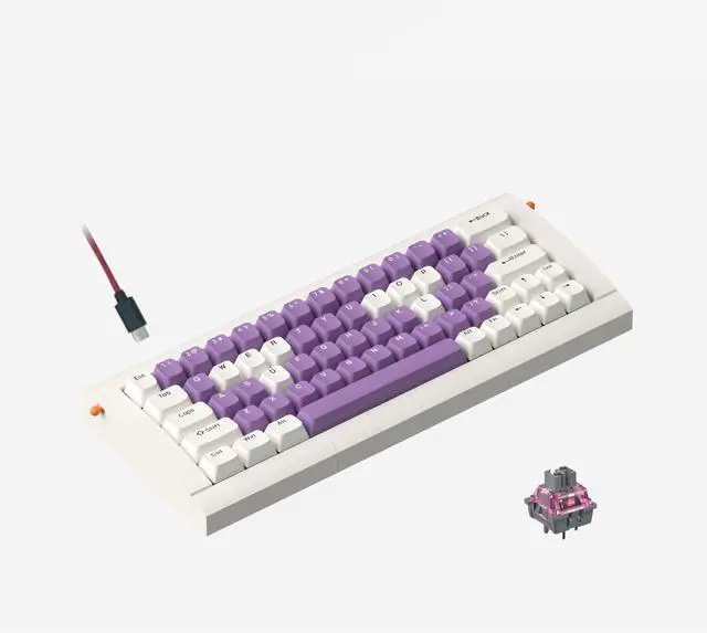 Main image of KBDcraft 02Lilith 60% 5.5deg Ergonomic Keyboard with OEM Keycaps, Lego-Compatible Case, Gasket Mount, Wired, RGB, Hot-Swappable, Linear Switch, QMK, Vial for Win/Mac, Full Kit, White (Lilith 60%)