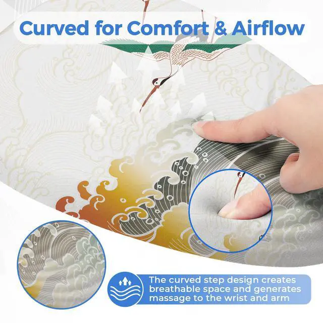 Alt view image 5 of 5 - ORIENWEEDA Ergonomic Mouse Pad with Wrist Support, Comfortable Entire Memory Foam, Wrist Pain Relief and Anti-Slip PU Base, Mousepad for Various Computers, Laptop PC (12x8x1.2inch, Japanese Wave)