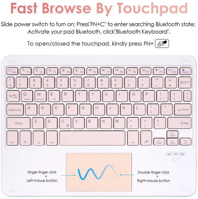 Alt view image 4 of 5 - LAMA Touchpad Keyboard Case for iPad (A16) 11th Gen 2025 /10th Gen 2022, Folio Cover with Pencil Holder, Multi-Touch Trackpad, Wireless Magnetic Keyboard for iPad 11th 10th Generation, Pink