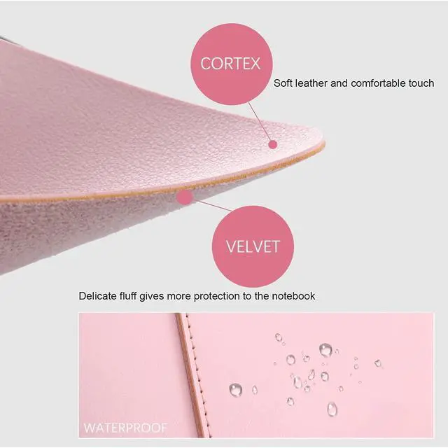 Alt view image 4 of 5 - Cute Kawaii Pink Bow Laptop Sleeves 16 Inch, Pink Faux Leather Cover Case for Women Girls, Compatible with MacBook Pro 16" 2019-2024/MacBook Pro 15"/MacBook Air 15"