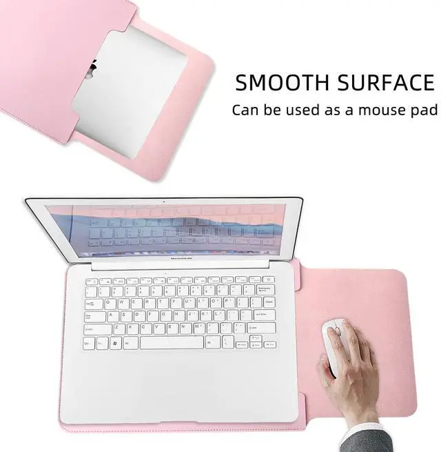 Alt view image 5 of 5 - Cute Kawaii Pink Bow Laptop Sleeves 16 Inch, Pink Faux Leather Cover Case for Women Girls, Compatible with MacBook Pro 16" 2019-2024/MacBook Pro 15"/MacBook Air 15"