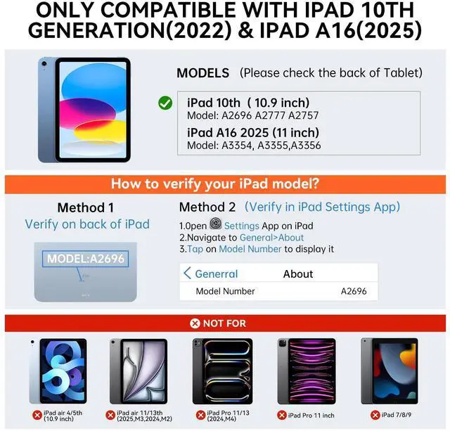 Alt view image 2 of 5 - New Magnetic Detachable iPad Case for 11th Generation 11 Inch (2025) & 10th Gen 10.9" (2022), 720deg Rotating Adjustable Stand Modes (Portrait/Landscape), with Pencil Holder, Auto Wake/Sleep - Black