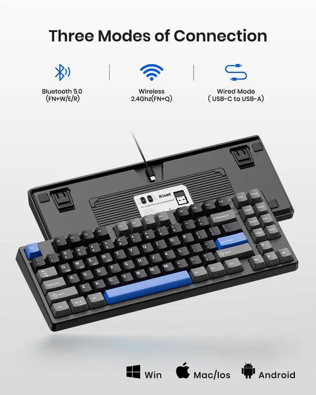 Alt view image 3 of 5 - KN85 Retro Beige Wireless Mechanical Keyboard & KN85 Textured Black Wireless Mechanical Keyboard