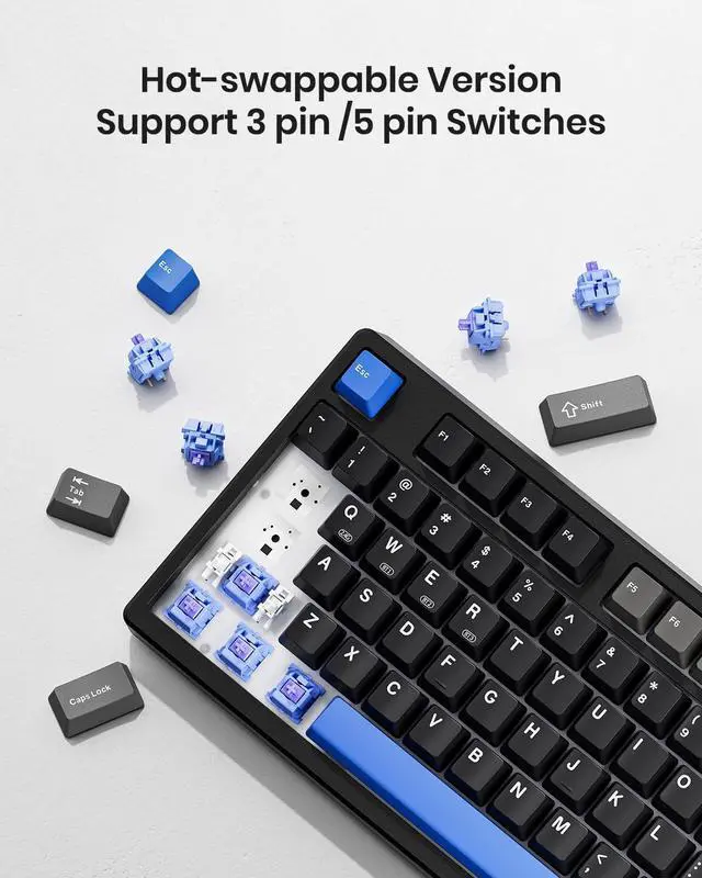 Alt view image 4 of 5 - KN85 Retro Beige Wireless Mechanical Keyboard & KN85 Textured Black Wireless Mechanical Keyboard