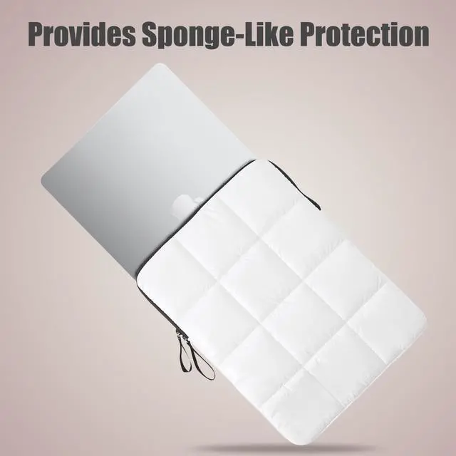 Alt view image 2 of 5 - Linpr Puffy Laptop Sleeve 14 Inch White, Waterproof Carrying Case Bag for Women, Fluffy Computer 14 HP Case, Compatible with MacBook Pro 14 Inch, MacBook Air M2 M1, Asus/Dell XPS/Lenovo in Cover