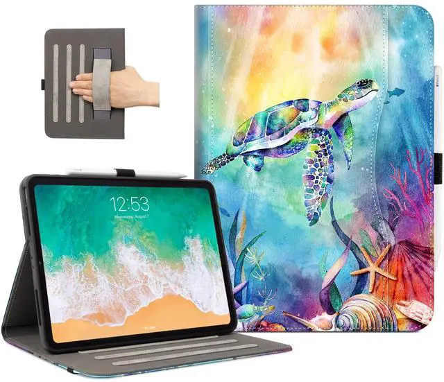 Main image of Lokigo for iPad Air 13 Inch Case 2024 M2/ iPad Pro 12.9 Case (6th/5th/4th/3th Gen 2022/2021/2020/2018) with Pencil Holder, Support Touch ID and Auto Wake/Sleep (Blue Turtle)
