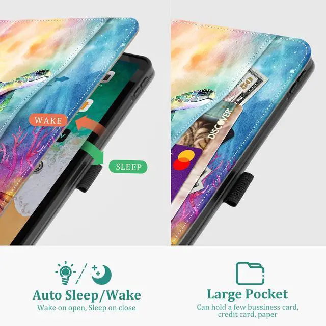 Alt view image 4 of 5 - Lokigo for iPad Air 13 Inch Case 2024 M2/ iPad Pro 12.9 Case (6th/5th/4th/3th Gen 2022/2021/2020/2018) with Pencil Holder, Support Touch ID and Auto Wake/Sleep (Blue Turtle)