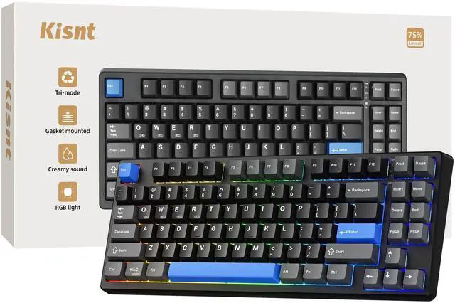 Alt view image 2 of 5 - KN85 Retro Beige Wireless Mechanical Keyboard & KN85 Textured Black Wireless Mechanical Keyboard