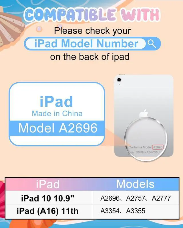 Alt view image 2 of 5 - LISEVO for iPad 10th Generation Case 10.9 Inch 2022, for iPad A16 Case 11th Generation - Girls Boys Cute Kawaii Girly Cover 3D Cartoon Ocean Design with Rotating Stand & Strap Silicone Blue Cases