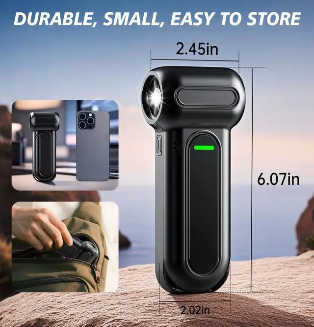 Alt view image 3 of 5 - Compressed Air Duster,150000RPM Mini Rechargeable Electric Air Blower with Brushless Motor and LED Light,4-Gear Adjustable,Replace Air Cans,Super Power Cordless Dust Cleaner for Keyboard, PC, Car