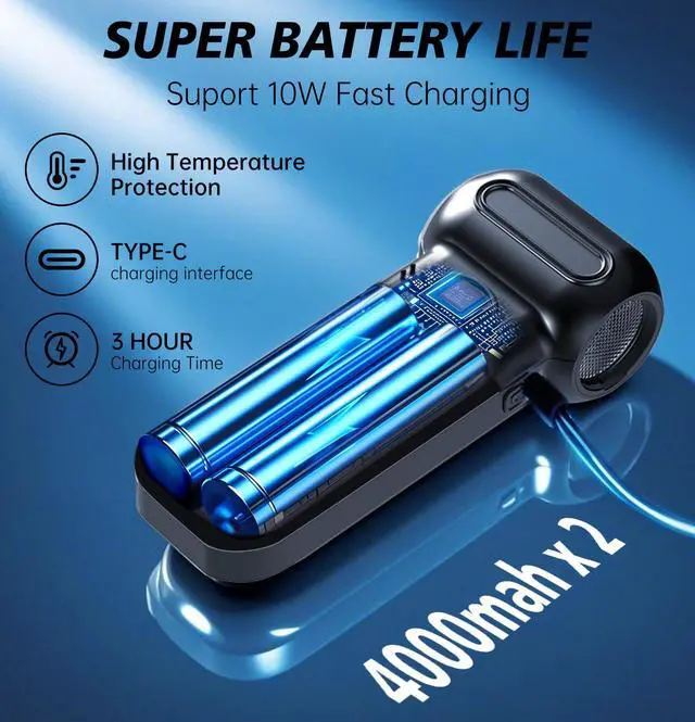 Alt view image 4 of 5 - Compressed Air Duster,150000RPM Mini Rechargeable Electric Air Blower with Brushless Motor and LED Light,4-Gear Adjustable,Replace Air Cans,Super Power Cordless Dust Cleaner for Keyboard, PC, Car