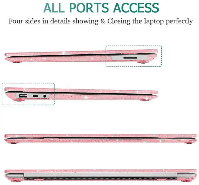 Alt view image 4 of 5 - May Chen Case for 13.5" Microsoft Surface Laptop 3/4/5 with Alcantara Palm Rest Model 1867 1958 1950 (2019 2021 2022), Plastic Hard Shell Case with Keyboard Cover + Screen Protector, Pink Glitter