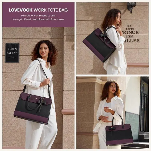 Alt view image 2 of 5 - LOVEVOOK Laptop Tote Bag for Women,Leather Work Bag, Waterproof Business Teacher Bag,Large Computer Handbag Purse Briefcase,Office Gifts for Women