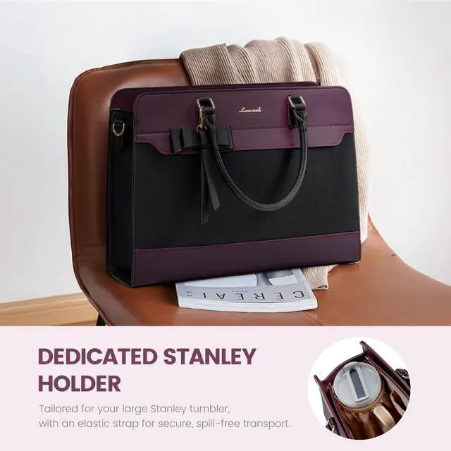 Alt view image 3 of 5 - LOVEVOOK Laptop Tote Bag for Women,Leather Work Bag, Waterproof Business Teacher Bag,Large Computer Handbag Purse Briefcase,Office Gifts for Women