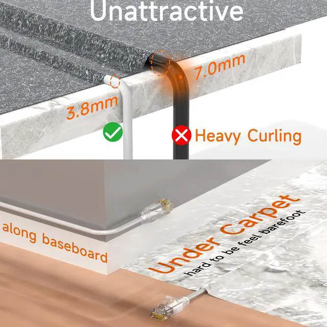 Alt view image 4 of 5 - Lysymixs Cat6a Slim Ethernet Patch Cable 200ft Outdoor & Indoor, Flexible 10G Cat6 Internet Network Cable Waterproof Direct Burial LLDPE UV Jacket, Pure Copper Cat 6 Ethernet Cable for POE, White