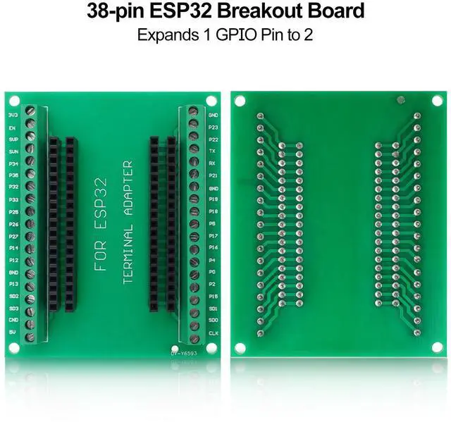 Alt view image 2 of 5 - 6 Pack ESP32 Breakout Board Shield GPIO 1 into 2 for 38PIN ESP32 Development Board ESP32 Wroom Expansion Board