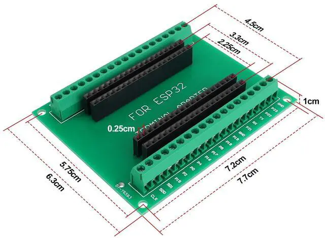 Alt view image 3 of 5 - 6 Pack ESP32 Breakout Board Shield GPIO 1 into 2 for 38PIN ESP32 Development Board ESP32 Wroom Expansion Board