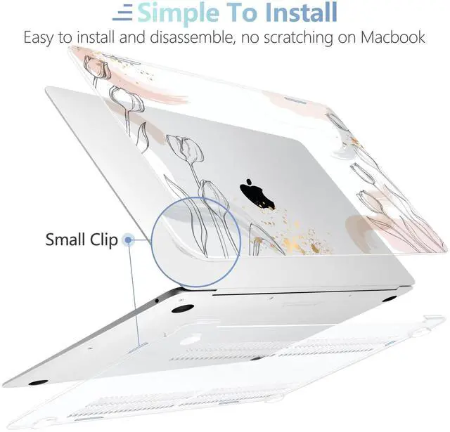 Alt view image 4 of 5 - MEEgoodo for MacBook Air 13 inch Case 2021 2020 2019 2018 Released A2337 M1 A2179 A1932 with Touch ID, Plastic Shell & Keyboard Cover Compatible with MacBook Air Case 13.3, Engraving Hand Drawn Floral