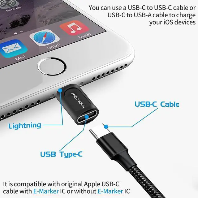 Alt view image 2 of 5 - Meenova 2Pack, USB C Female to iOS 15 Male Charging Converter and 2 Pack, 27W, Type C Female to 8 Pin Male PD Fast Charge Converter