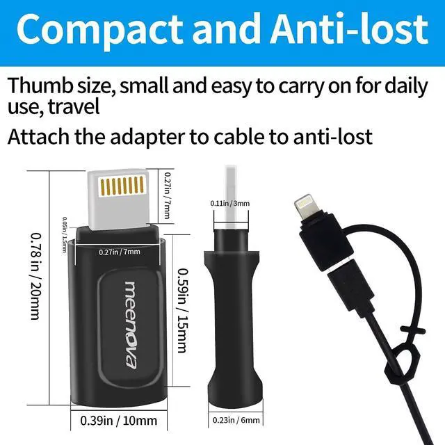 Alt view image 5 of 5 - Meenova 2Pack, USB C Female to iOS 15 Male Charging Converter and 2 Pack, 27W, Type C Female to 8 Pin Male PD Fast Charge Converter