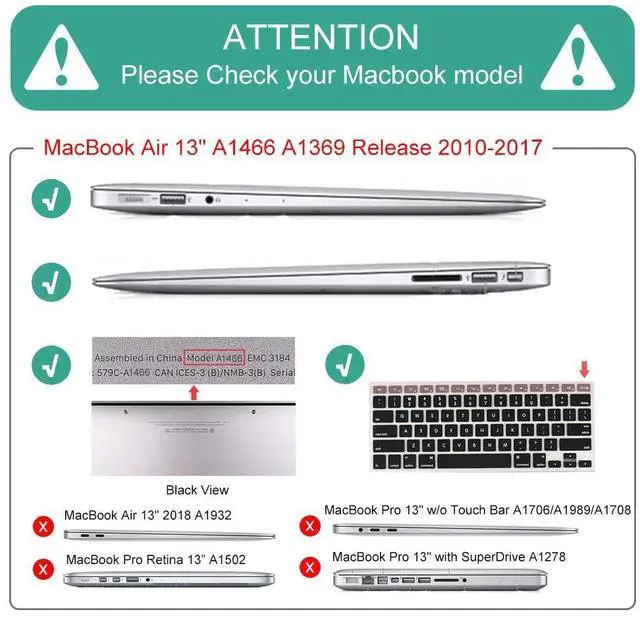 Alt view image 2 of 5 - Mektron for MacBook Air 13 Case A1466/A1369 (2010-2017 Release), Snap-on Plastic Hard Shell Cover for MacBook Air 13.3 inch with Keyboard Cover, Golden Mountains by Sunrise