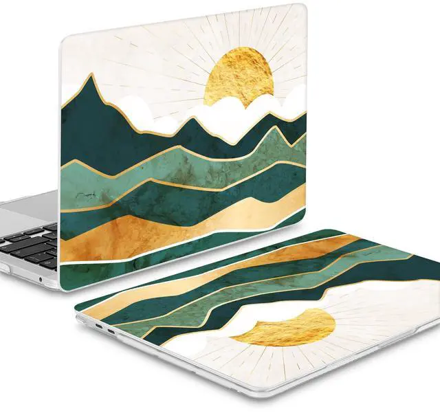 Alt view image 4 of 5 - Mektron for MacBook Air 13 Case A1466/A1369 (2010-2017 Release), Snap-on Plastic Hard Shell Cover for MacBook Air 13.3 inch with Keyboard Cover, Golden Mountains by Sunrise