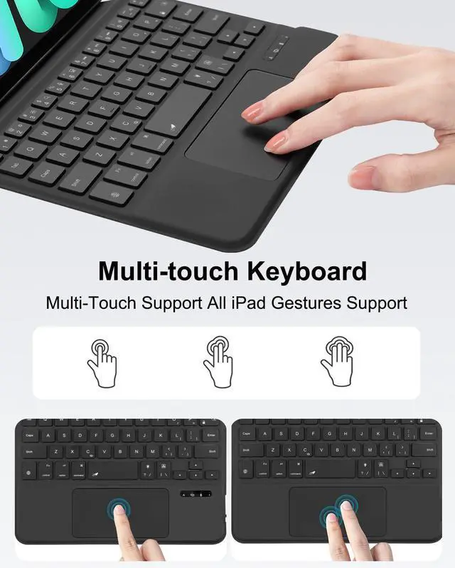 Alt view image 4 of 5 - MePadKey Magic Touchpad Keyboard Case for iPad mini 7 (2024)/Mini 6 (2021) 8.3 inch, Slim Magnetic Folio with Type-C Rainbow Backlit TrackPad Keyboard fit iPad mini 7th (A17 Pro)/6th Generation Black