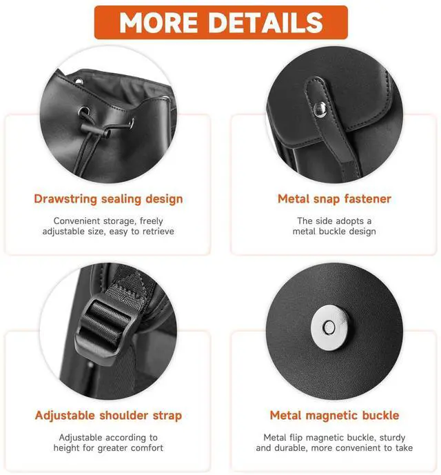 Alt view image 5 of 5 - MATE ELAN Leather Backpack Waterproof Fit 15.6 Inch Laptop Vintage Drawstring Design Large Capacity Travel Sports Outdoor Casual Black Men Women College Backpack