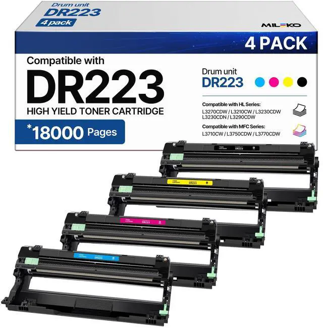 Main image of DR223CL Compatible Drum Unit Replacement for Brother DR223CL DR-223CL DR223 Compatible with Brother MFC-L3770CDW MFC-L3750CDW HL-L3270CDW HL-L3290CDW HL-L3230CDW (4 Pack)