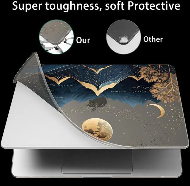 Alt view image 4 of 5 - May Chen for M4 MacBook Air 13.6 inch Case A3240 A3113 A2681 M3 M2 2025 2024 2023 2022 Release, Fold Kickstand Pattern Hard Shell Case for M4 Air 13.6" Laptop with Keyboard Cover, Traditional