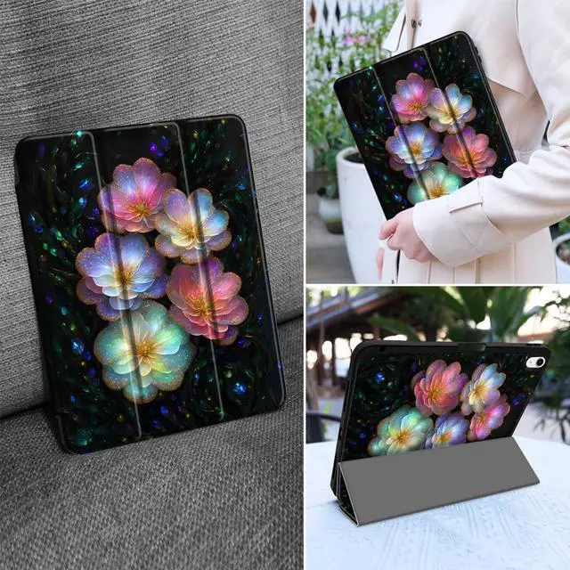 Alt view image 5 of 5 - MEEgoodo Case for iPad Air 11 inch (M3) 2025/ (M2) 2024, Cover for iPad Air 5th Generation/iPad Air 4th Generation 10.9 inch 2022 2020, Tablet Cases with Pencil Holder, Glitter Flowers