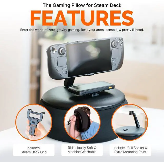 Alt view image 2 of 5 - Mechanism Gaming Pillow for Steam Deck OLED & LCD | Experience Zero Gravity Gaming with Our LCD & OLED Steam Deck Accessories | Ridiculously Soft Machine Washable Pillow for Gamers (Steamdeck Grip)