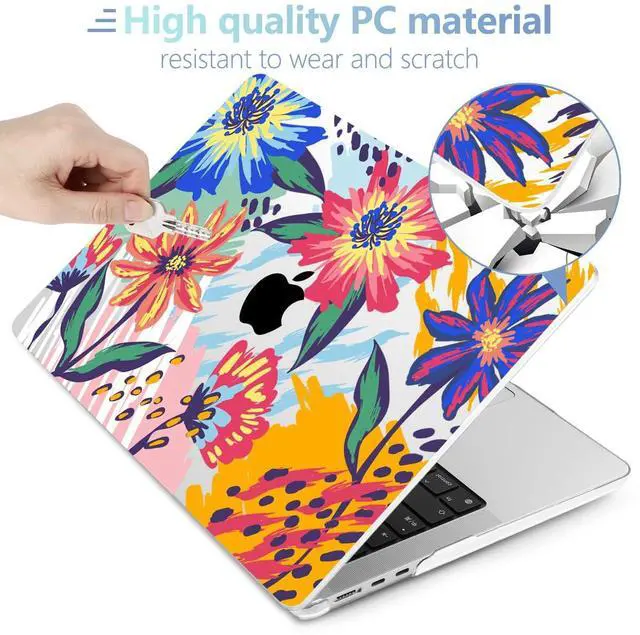 Alt view image 4 of 5 - MEEgoodo Case for MacBook Air M4/M3/M2 13.6 inch 2025 2024 2022, Fit Model A3240 A3113 A2681, Compatible with MacBook Air 13 inch, Laptop Hard Shell Case with Keyboard Cover, Art Painted Flowers