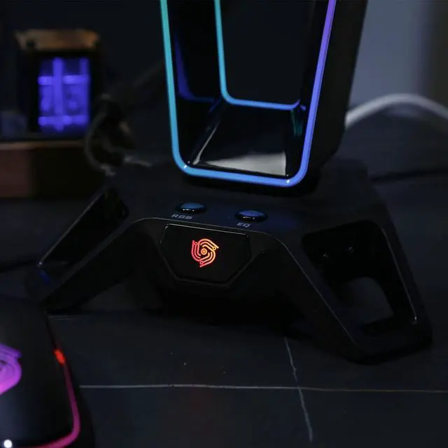 Alt view image 5 of 5 - MKETech Electronics Headset Stand Headphone Holder for Desk Xbox PS5 PC Gaming Accessories, RGB Lighting USB Hub Virtual 7.1 Sound Card 3 Pre-Programmed EQ Modes,Black