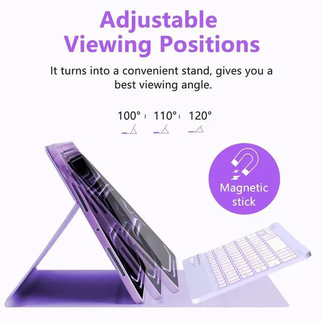 Alt view image 4 of 5 - MMK for iPad Pro 11 inch Case with Keyboard, for iPad Pro Keyboard Case 11 inch with Pencil Holder - Lavender