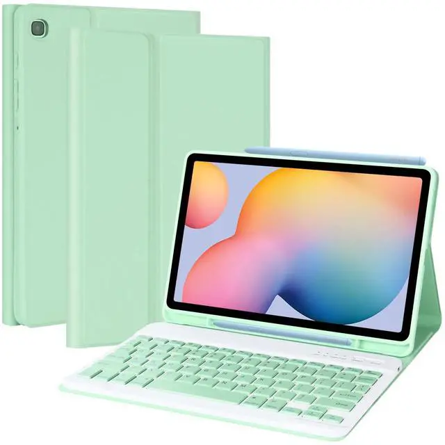 Main image of Keyboard Case for Samsung Galaxy Tab S6 Lite 10.4 Inch 2022/2020, Galaxy Tab S6 Lite SM-P610/P613/P615/P619 Tablet Cover Case with Detachable Wireless Keyboard S Pen Holder, Green