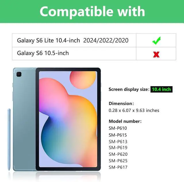 Alt view image 2 of 5 - Keyboard Case for Samsung Galaxy Tab S6 Lite 10.4 Inch 2022/2020, Galaxy Tab S6 Lite SM-P610/P613/P615/P619 Tablet Cover Case with Detachable Wireless Keyboard S Pen Holder, Green