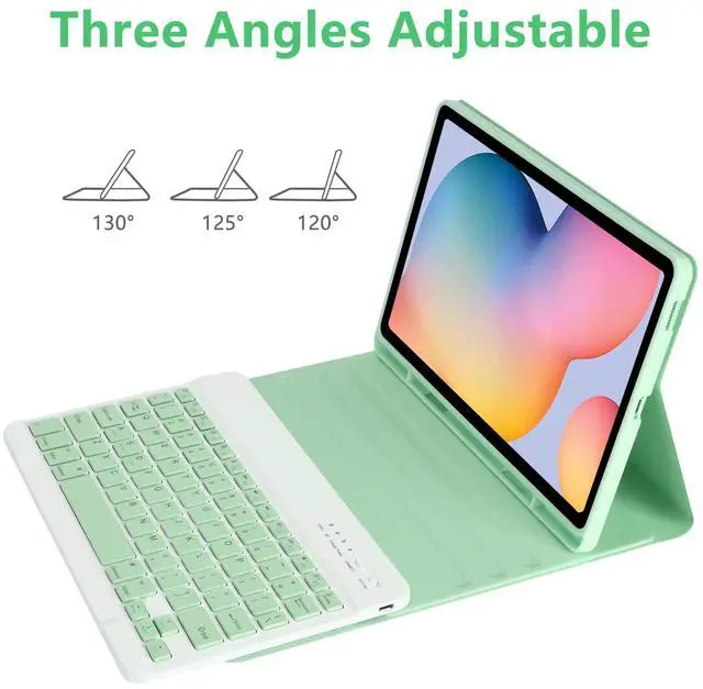Alt view image 4 of 5 - Keyboard Case for Samsung Galaxy Tab S6 Lite 10.4 Inch 2022/2020, Galaxy Tab S6 Lite SM-P610/P613/P615/P619 Tablet Cover Case with Detachable Wireless Keyboard S Pen Holder, Green