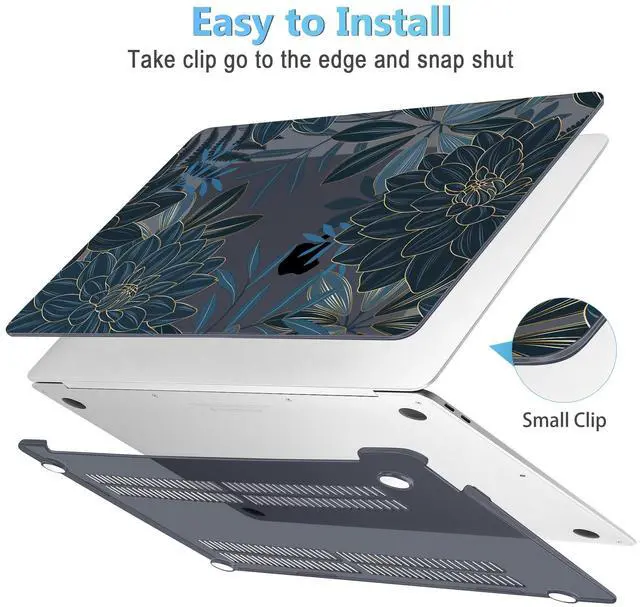 Alt view image 3 of 5 - Mektron Case for MacBook Air 13 inch M1 A2337 A2179 A1932,Hard Cover 2018-2021 Air 13-inch with Touch ID, Exclusively Designed Protective Shell with Keyboard Skin+Screen Protector,Dahlia Flower C035