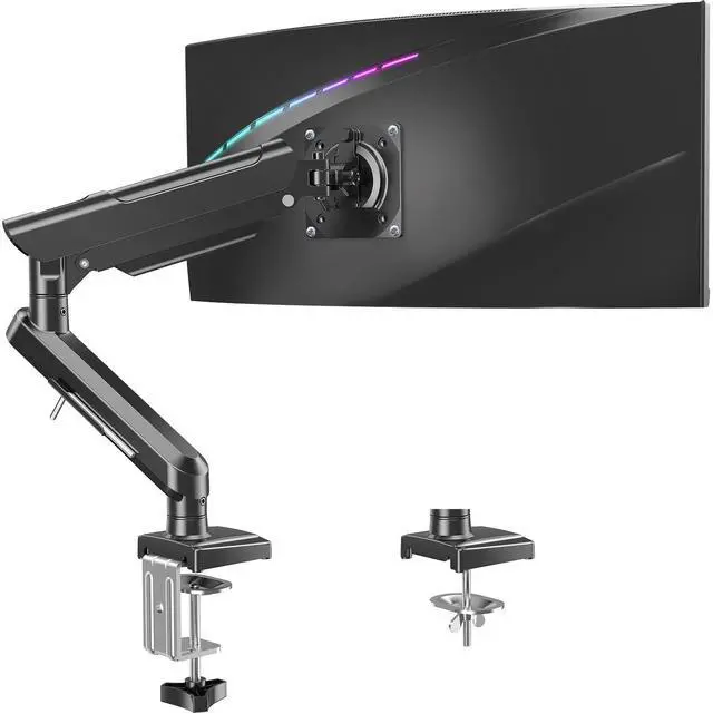 Main image of Single Monitor Desk Mount, 13-32 inch Adjustable Gas Spring Monitor Arm, Computer Display Stand Holder with Clamp and Grommet Base, Fits 4.4 to 22lbs Screens, VESA Mount Bracket, Black, Freelift Pro