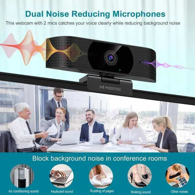 Alt view image 5 of 5 - 4K Webcam for PC, Ultra HD 4K 12MP Webcam with Dual Noise-Reducing Mics, PDAF Autofocus, Streaming Camera for PC, Mac, Laptop, 81deg FOV, Ideal for High-end Business Meeting with Skype, Teams, Zoom
