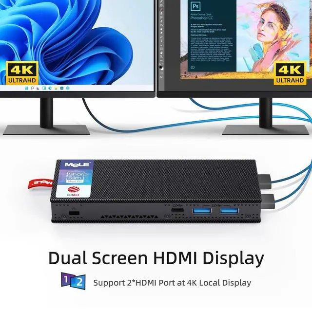 Alt view image 2 of 5 - MeLE Fanless PC Stick PCG02 Pro with Win 11 Pro N5105(up to 2.9GHz), 8GB DDR4 RAM 256GB Desktop Computer Stick Support 4K Dual HDMI USB3.2 WiFi BT Ethernet,Home Business Office Industrial
