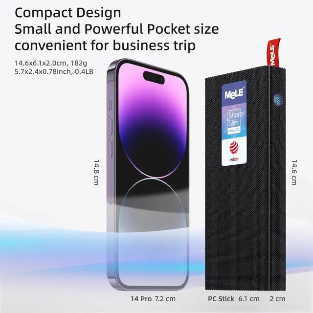 Alt view image 4 of 5 - MeLE Fanless PC Stick PCG02 Pro with Win 11 Pro N5105(up to 2.9GHz), 8GB DDR4 RAM 256GB Desktop Computer Stick Support 4K Dual HDMI USB3.2 WiFi BT Ethernet,Home Business Office Industrial