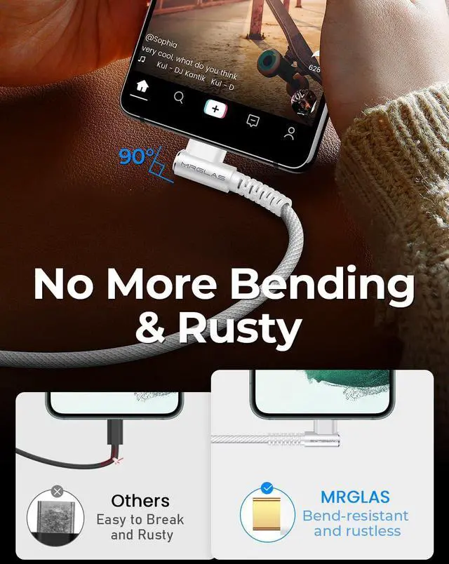 Alt view image 5 of 5 - MRGLAS 2-Pack USB A to USB C Cable & 2-Pack 240W USB C to USB C Cable