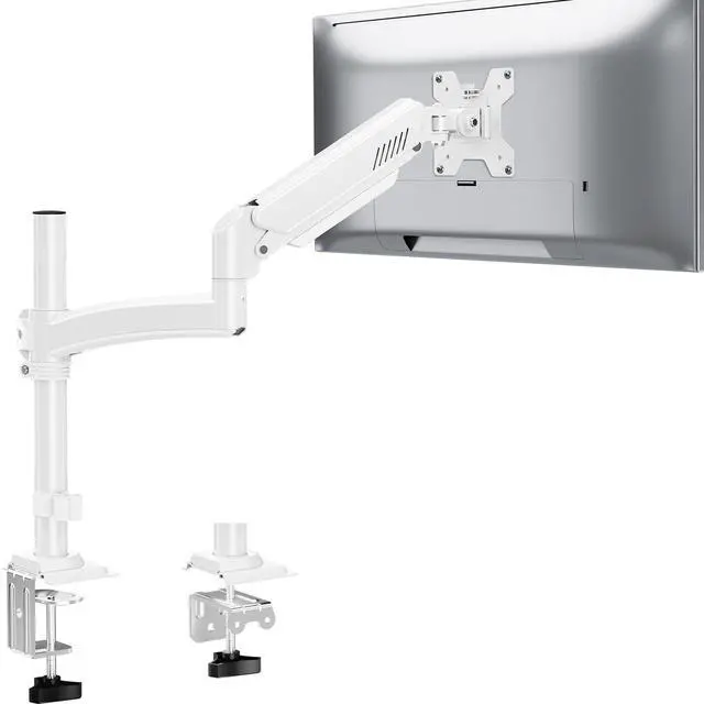 Main image of Single Monitor Mount Arm, VESA Desk Mount Stand for 13-32 inch Computer Screen up to 22 lbs, Adjustable Height Tall Monitor Arm with Tilt Swivel Rotation, VESA 75 100mm, White, Freelift