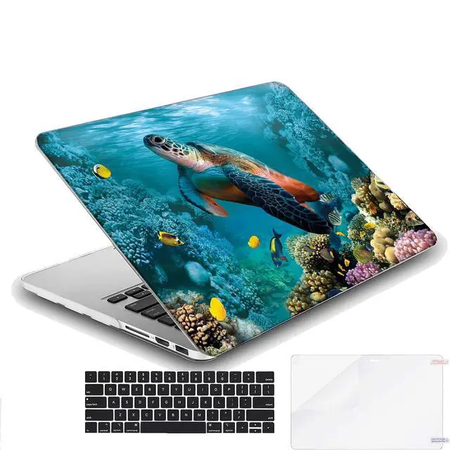 Alt view image 2 of 5 - MINGDAO Compatible with MacBook Air 13 inch Retina Display with Touch ID, Hard Protective Shell with Keyboard Cover (M1 A2337 A2179 A1932, 2018 2019 2020 Release) - Underwater Sea Turtle and Coral